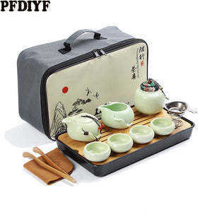 Portable Ceramic Teaware Set Chinese Kung Fu Tea Set Teapot Traveller Teaware With Bag Teaset Gaiwan Tea Cups Of Tea Ceremony