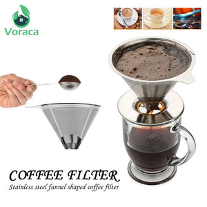 Stainless Steel Coffee Filter Stand Pour Over Coffee Funnel Brew Drip Tea Filter Reusable Mesh Basket Coffeeware For Dropshipper