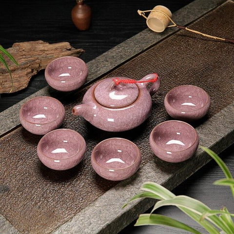 Image of New Fashion Ice Crack Celadon Kung Fu Tea Set Porcelain Teaware Set Chinese Tea Cup Tea Sets Gaiwan Tea Pot Set Christmas Gift