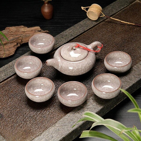 Image of New Fashion Ice Crack Celadon Kung Fu Tea Set Porcelain Teaware Set Chinese Tea Cup Tea Sets Gaiwan Tea Pot Set Christmas Gift