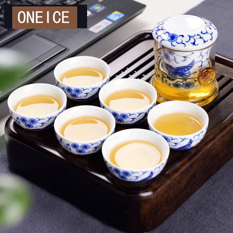 Image of Teaware Sets Kung Fu Flower Tea Set Heat-resistant Glass Black Butterfly Dance Light Rhyme Travel Bag