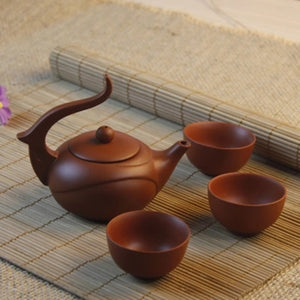 Zisha Teapot Chinese Teapot Cup Set Yixing Purple Clay 120ml + 3 Cups 40ml Kung Fu Teaware Sets Teapots Handmade Ceramic Kettle