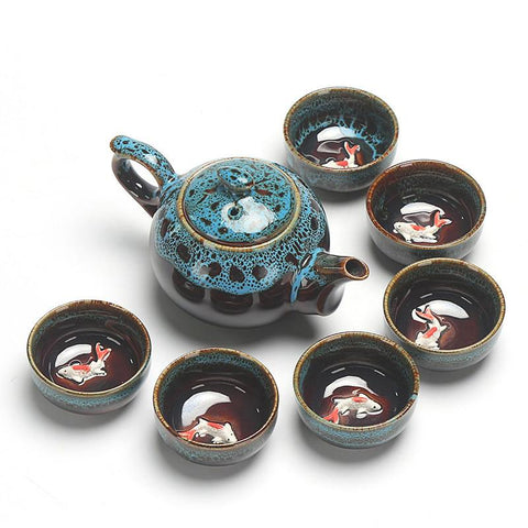 Image of Ceramic Glaze Teacups Chinese Kung Fu Teaware Sets China Tea Set Teapot Teaset Gaiwan Set Tea Cups Of Tea Ceremony Master Teapot