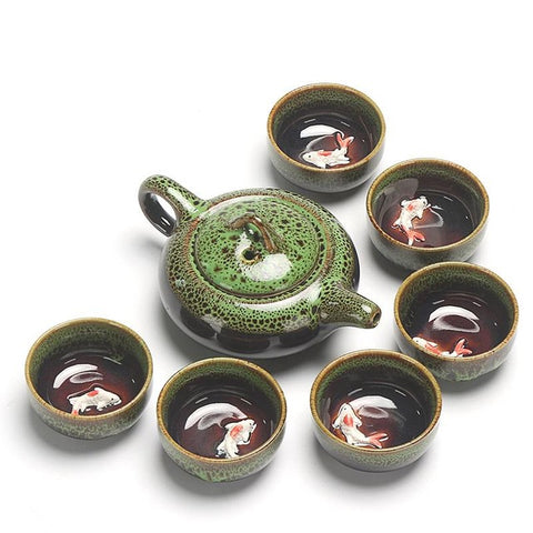 Image of Ceramic Glaze Teacups Chinese Kung Fu Teaware Sets China Tea Set Teapot Teaset Gaiwan Set Tea Cups Of Tea Ceremony Master Teapot