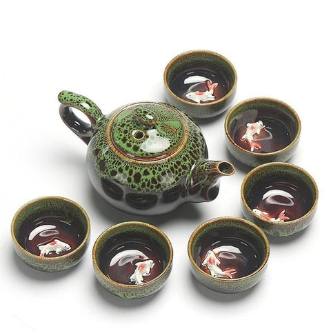 Image of Ceramic Glaze Teacups Chinese Kung Fu Teaware Sets China Tea Set Teapot Teaset Gaiwan Set Tea Cups Of Tea Ceremony Master Teapot