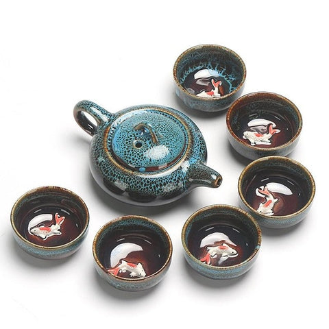 Image of Ceramic Glaze Teacups Chinese Kung Fu Teaware Sets China Tea Set Teapot Teaset Gaiwan Set Tea Cups Of Tea Ceremony Master Teapot