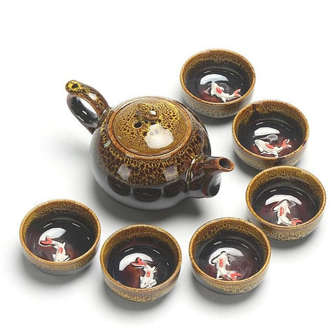 Image of Ceramic Glaze Teacups Chinese Kung Fu Teaware Sets China Tea Set Teapot Teaset Gaiwan Set Tea Cups Of Tea Ceremony Master Teapot