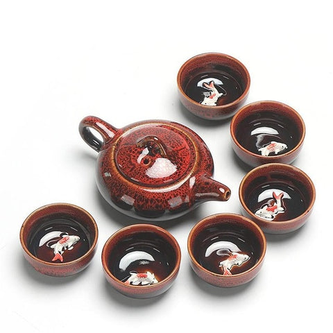 Image of Ceramic Glaze Teacups Chinese Kung Fu Teaware Sets China Tea Set Teapot Teaset Gaiwan Set Tea Cups Of Tea Ceremony Master Teapot