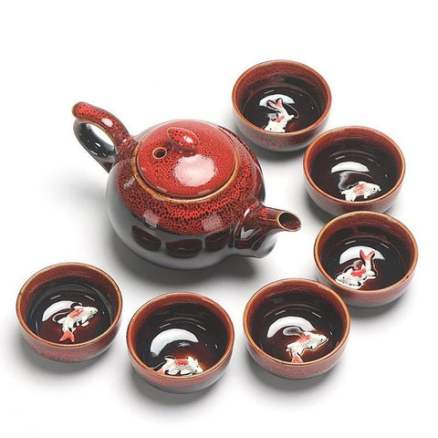 Image of Ceramic Glaze Teacups Chinese Kung Fu Teaware Sets China Tea Set Teapot Teaset Gaiwan Set Tea Cups Of Tea Ceremony Master Teapot