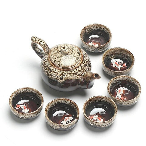 Image of Ceramic Glaze Teacups Chinese Kung Fu Teaware Sets China Tea Set Teapot Teaset Gaiwan Set Tea Cups Of Tea Ceremony Master Teapot